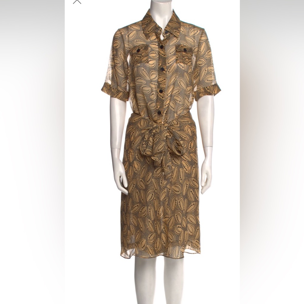 Diane Von Furstenberg silk chiffon leaf patterned dress, size XL